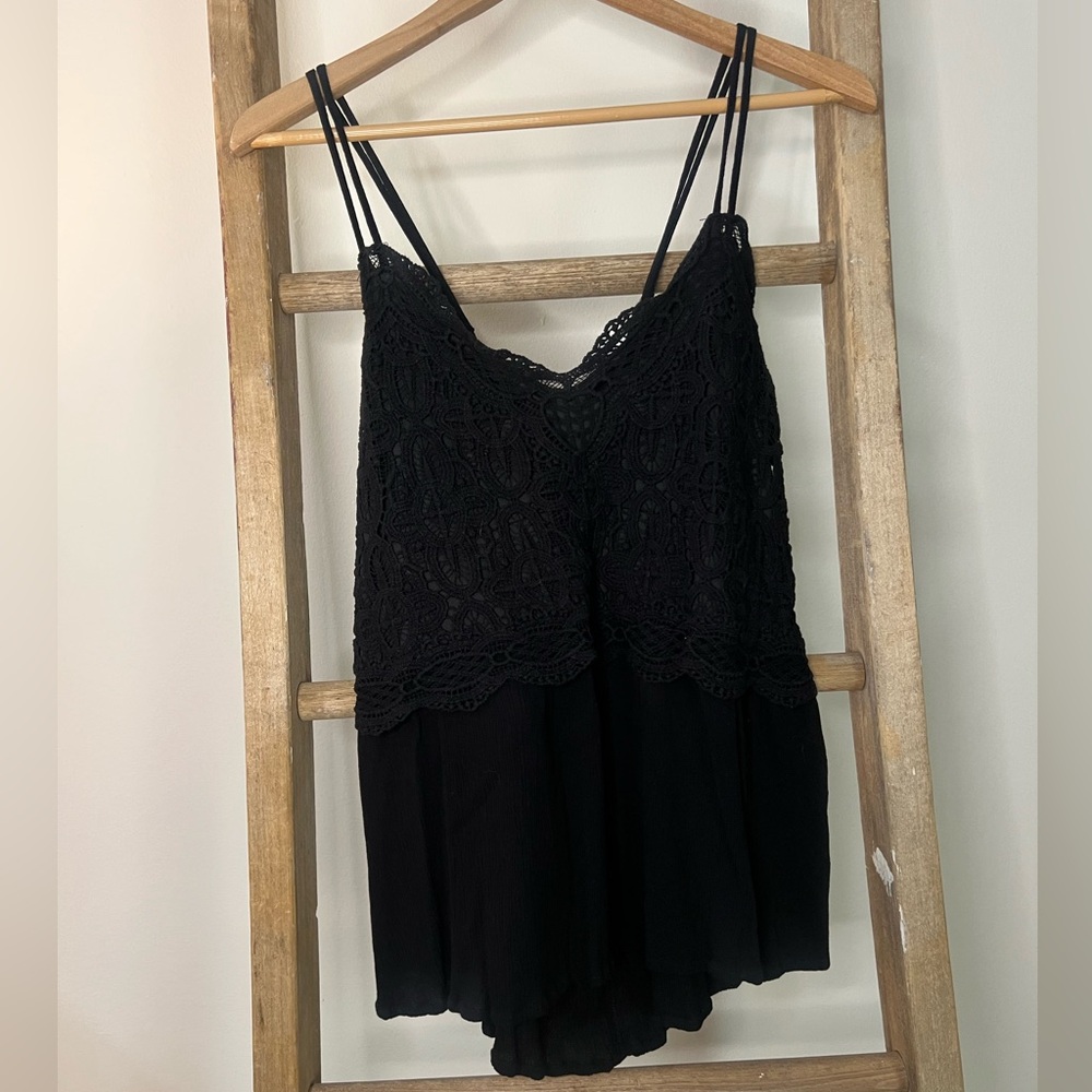 Maurices Black Lace Crichet Strappy Tank Top Cami Camisole